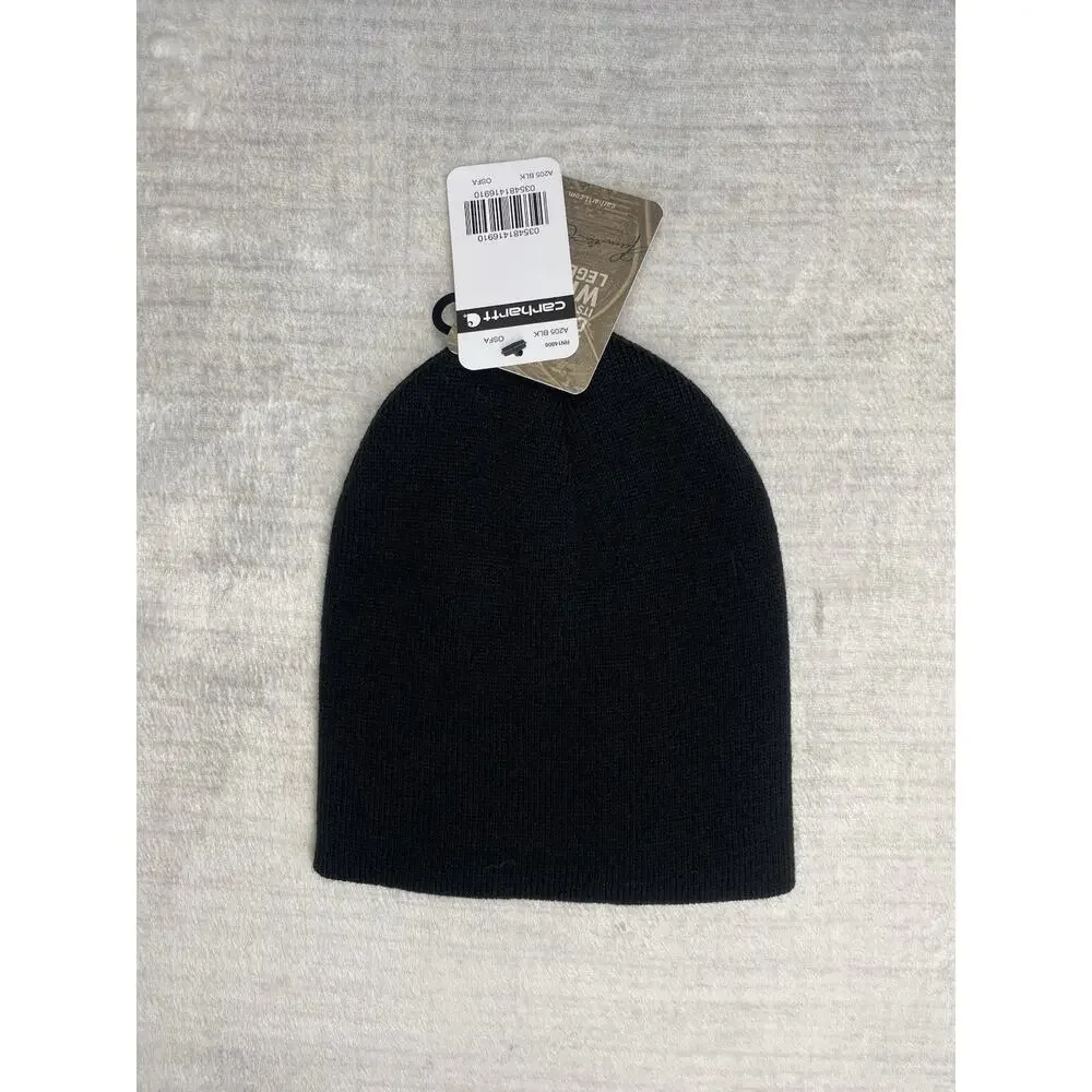 Carharrt Hat NEW Black Ribbed Knit Unisex Logo Utility Winter Work OSFA Beanie